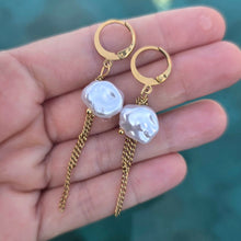 Load image into Gallery viewer, READY TO SHIP Freshwater Pearl Hoop Earrings - Gold Plated FJD$
