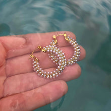Load image into Gallery viewer, READY TO SHIP Freshwater Pearl Hoop Earrings - Gold Plated FJD$

