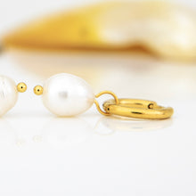 Load image into Gallery viewer, READY TO SHIP Freshwater Pearl Hoop Earrings - Gold Plated FJD$
