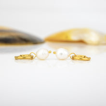 Load image into Gallery viewer, READY TO SHIP Freshwater Pearl Hoop Earrings - Gold Plated FJD$
