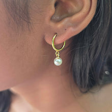 Load image into Gallery viewer, READY TO SHIP Freshwater Pearl Clip-On Hoop Earrings - Gold Plated FJD$
