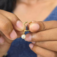 Load image into Gallery viewer, READY TO SHIP Freshwater Pearl Clip-On Hoop Earrings - Gold Plated FJD$

