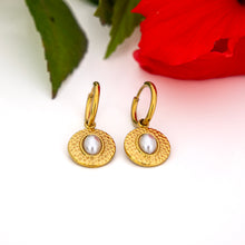 Load image into Gallery viewer, READY TO SHIP Freshwater Pearl Hoop Earrings - Gold Plated FJD$
