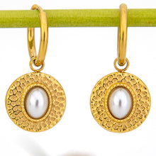 Load image into Gallery viewer, READY TO SHIP Freshwater Pearl Hoop Earrings - Gold Plated FJD$
