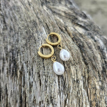 Load image into Gallery viewer, READY TO SHIP Freshwater Pearl Hoop Earrings - Gold Plated FJD$
