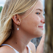 Load image into Gallery viewer, READY TO SHIP Freshwater Pearl Hoop Earrings - Gold Plated FJD$
