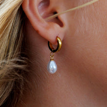 Load image into Gallery viewer, READY TO SHIP Freshwater Pearl Hoop Earrings - Gold Plated FJD$
