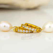 Load image into Gallery viewer, READY TO SHIP Freshwater Pearl Hoop Earrings - Gold Plated FJD$
