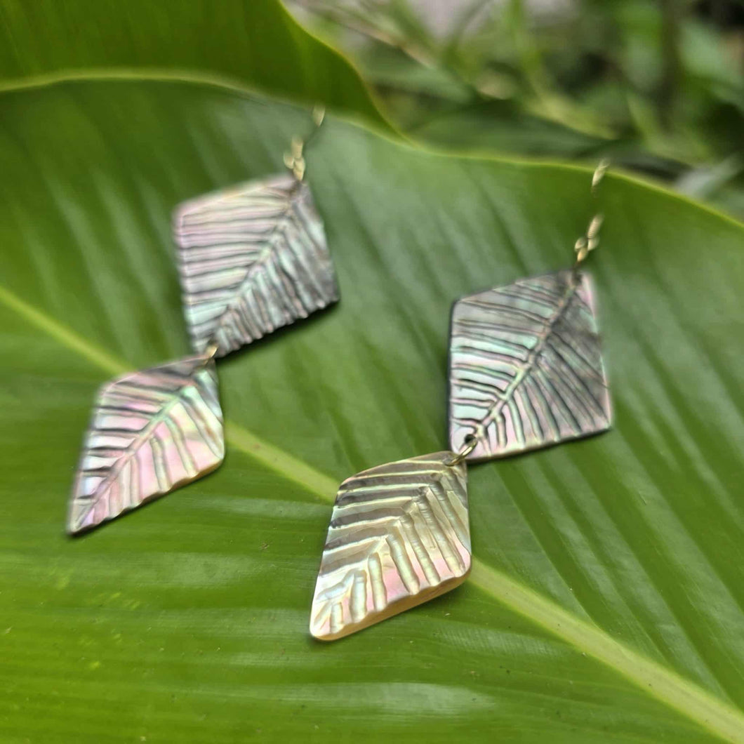 READY TO SHIP Mother of Pearl Earrings - 18k Gold Vermeil FJD$