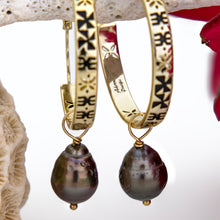 Load image into Gallery viewer, READY TO SHIP Tapa Hoop Earrings with Saltwater Pearls in 18k Gold Vermeil - FJD$
