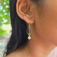 Load image into Gallery viewer, READY TO SHIP Freshwater Pearl &amp; Fishing Line Earrings - 18k Gold Vermeil FJD$
