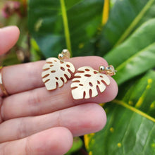 Load image into Gallery viewer, READY TO SHIP Monstera Stud Earrings - 18k Gold Vermeil FJD$
