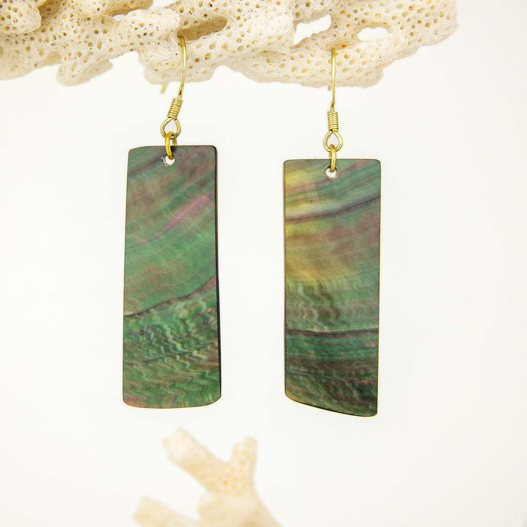 READY TO SHIP Mother of Pearl Earrings - 18k Gold Vermeil FJD$