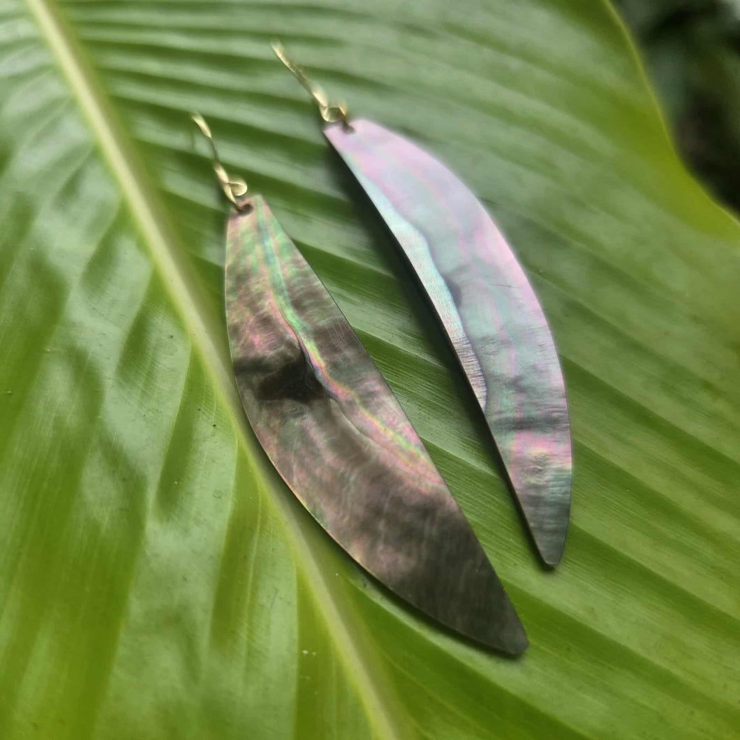 READY TO SHIP Mother of Pearl Earrings - 18k Gold Vermeil FJD$