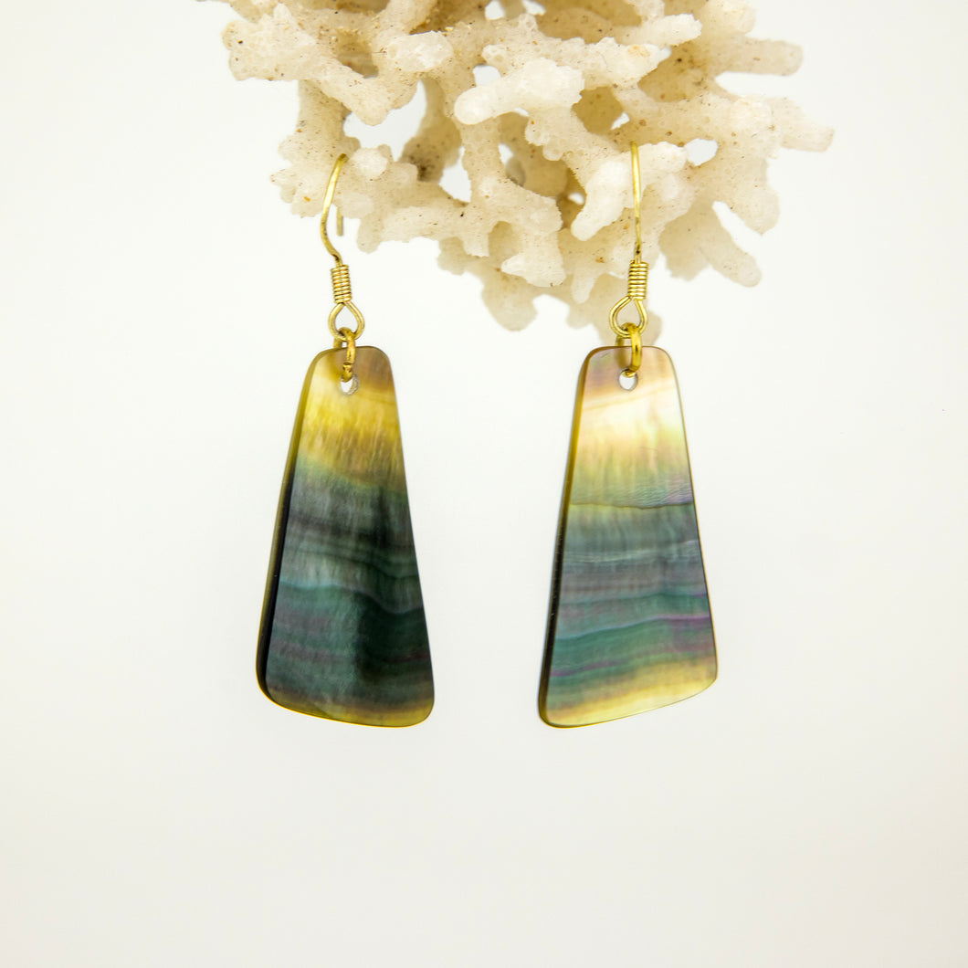 READY TO SHIP Mother of Pearl Earrings - 18k Gold Vermeil FJD$
