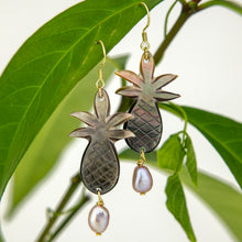 Load image into Gallery viewer, READY TO SHIP Mother of Pearl Earrings with Freshwater Pearl - 18k Gold Vermeil FJD$
