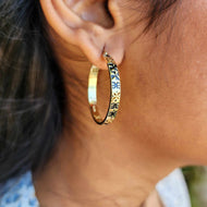 Fiji Tapa Hoop Earrings in 18k Gold Vermeil - FJD$