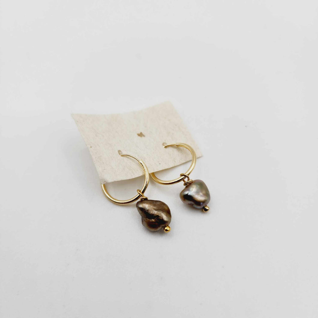 CONTACT US TO RECREATE THIS SOLD OUT STYLE Keshi Pearl Sleeper Earrings in 14k Solid Gold FJD$