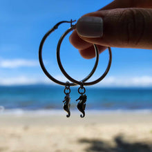 Load image into Gallery viewer, READY TO SHIP Hoop Earrings with Seahorse Charms - 925 Sterling Silver FJD$
