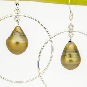 READY TO SHIP Civa Fiji Saltwater Pearl Hoop Earrings - 925 Sterling Silver FJD$