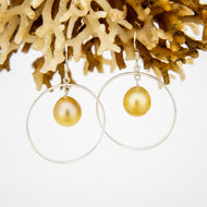 READY TO SHIP Civa Fiji Saltwater Pearl Hoop Earrings - 925 Sterling Silver FJD$