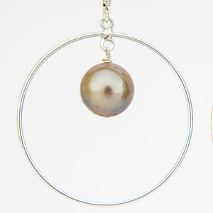 READY TO SHIP Civa Fiji Saltwater Pearl Hoop Earrings - 925 Sterling Silver FJD$