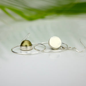 READY TO SHIP Bezel Set Pearl Hoop Earrings - 925 Sterling Silver FJD$