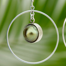 Load image into Gallery viewer, READY TO SHIP Bezel Set Pearl Hoop Earrings - 925 Sterling Silver FJD$
