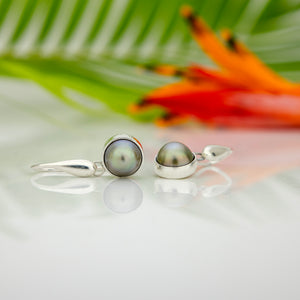 READY TO SHIP Bezel Set Pearl Earrings - 925 Sterling Silver FJD$