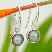 Load image into Gallery viewer, READY TO SHIP Bezel Set Pearl Earrings - 925 Sterling Silver FJD$
