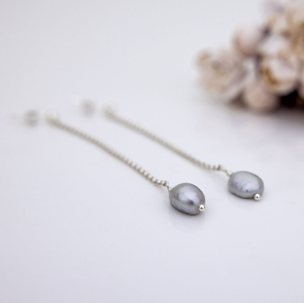 READY TO SHIP Freshwater Pearl Stud Drop Earrings - 925 Sterling Silver FJD$