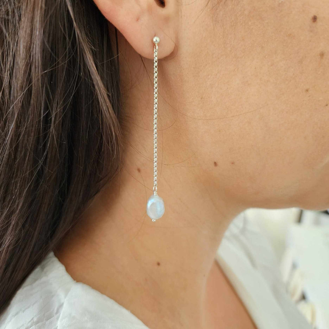 READY TO SHIP Freshwater Pearl Stud Drop Earrings - 925 Sterling Silver FJD$