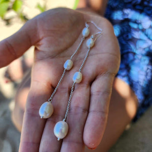 READY TO SHIP Freshwater Pearl Drop Earrings - 925 Sterling Silver FJD$