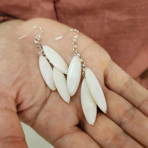 READY TO SHIP Mother of Pearl Drop Earrings - 925 Sterling Silver FJD$