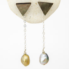 Load image into Gallery viewer, READY TO SHIP Mother of Pearl &amp; Fiji Keshi Pearl Earrings -925 Sterling Silver FJD$
