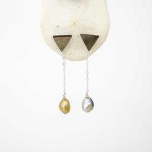 READY TO SHIP Mother of Pearl & Fiji Keshi Pearl Earrings -925 Sterling Silver FJD$