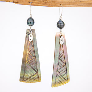 READY TO SHIP Mother of Pearl & Civa Fiji Pearl Earrings - 925 Sterling Silver FJD$