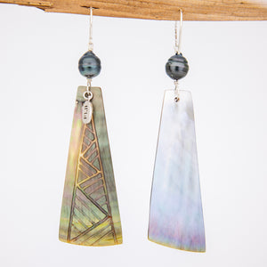 READY TO SHIP Mother of Pearl & Civa Fiji Pearl Earrings - 925 Sterling Silver FJD$