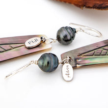 Load image into Gallery viewer, READY TO SHIP Mother of Pearl &amp; Civa Fiji Pearl Earrings - 925 Sterling Silver FJD$
