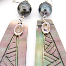 Load image into Gallery viewer, READY TO SHIP Mother of Pearl &amp; Civa Fiji Pearl Earrings - 925 Sterling Silver FJD$
