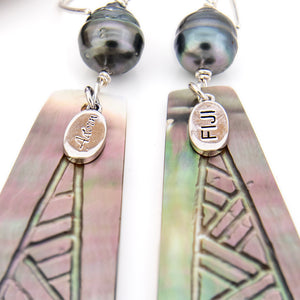 READY TO SHIP Mother of Pearl & Civa Fiji Pearl Earrings - 925 Sterling Silver FJD$