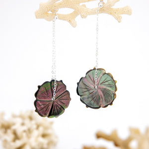READY TO SHIP Hibiscus Mother of Pearl Stud Earrings - 925 Sterling Silver FJD$