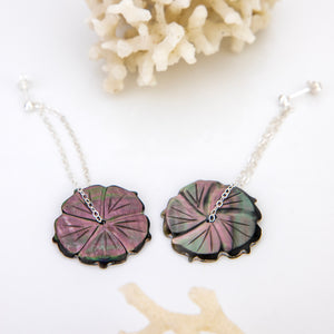READY TO SHIP Hibiscus Mother of Pearl Stud Earrings - 925 Sterling Silver FJD$