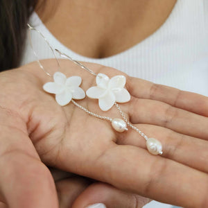CONTACT US TO RECREATE THIS SOLD OUT STYLE Mother of Pearl Drop Earrings with Freshwater Pearls in 925 Sterling Silver - FJD$