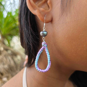 READY TO SHIP Freshwater Pearl Earrings - Nylon & 925 Sterling Silver FJD$