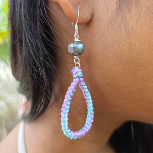 READY TO SHIP Freshwater Pearl Earrings - Nylon & 925 Sterling Silver FJD$