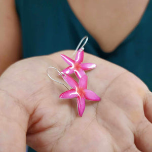 READY TO SHIP Frangipani Flower Resin Earrings - 925 Sterling Silver FJD$