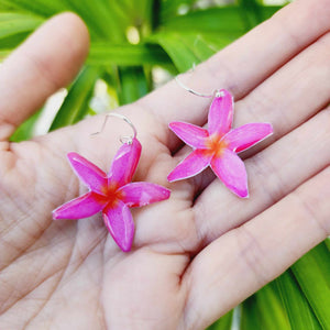 READY TO SHIP Frangipani Flower Resin Earrings - 925 Sterling Silver FJD$