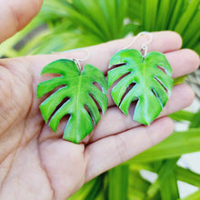 Load image into Gallery viewer, READY TO SHIP Monstera Leaf Resin Earrings - 925 Sterling Silver FJD$
