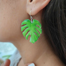 Load image into Gallery viewer, READY TO SHIP Monstera Leaf Resin Earrings - 925 Sterling Silver FJD$
